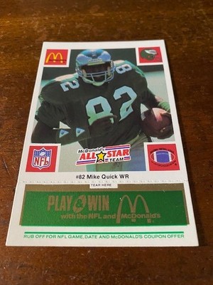 1986 McDonald's Play & Win All-Star Team Mike Quick Green Tab - FREE SHIPPING