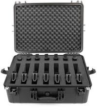 CASEMATIX Waterproof 7 Pistol Hard Case – Customizable Foam Gun Storage Box