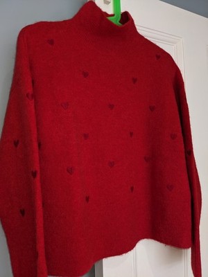 Herz bestickter Pullover mit Stehkragen von & OTHER STORIES: SMALL: ROT