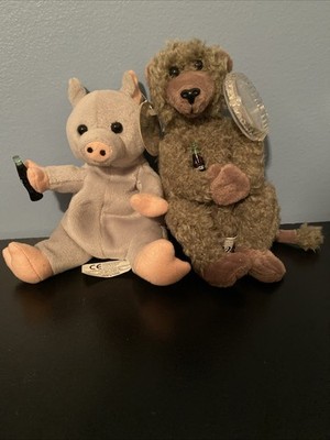1999 Coca Cola Monkey And Pig Plush With Tags