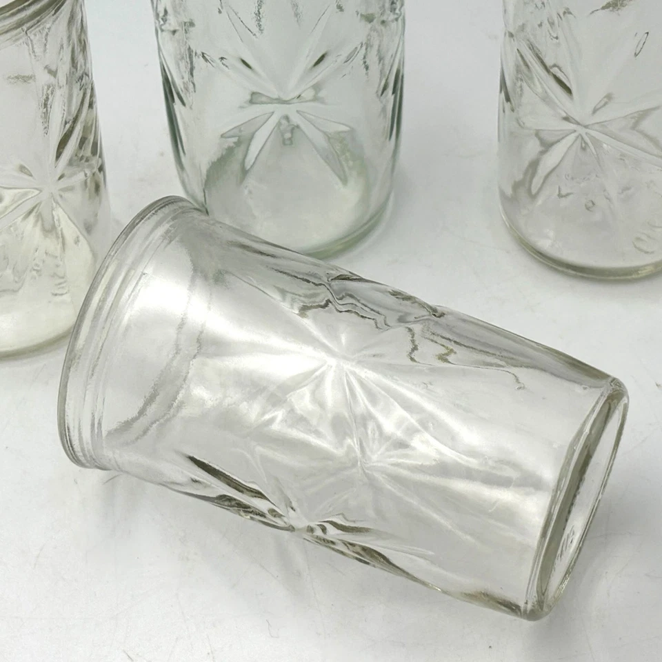 Set Of 4 Vintage Anchor Hocking Star Design Jelly Jar Juice Glasses Tumblers 5oz - Image 2 of 4