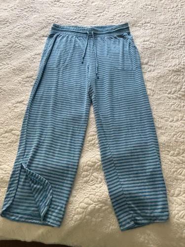 SOMA 2 Piece Cool NightsPajama Set Capri Blue White Striped -S - Picture 10 of 13