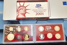 2001 US Mint SILVER Proof 10-Coin Set w/ Box