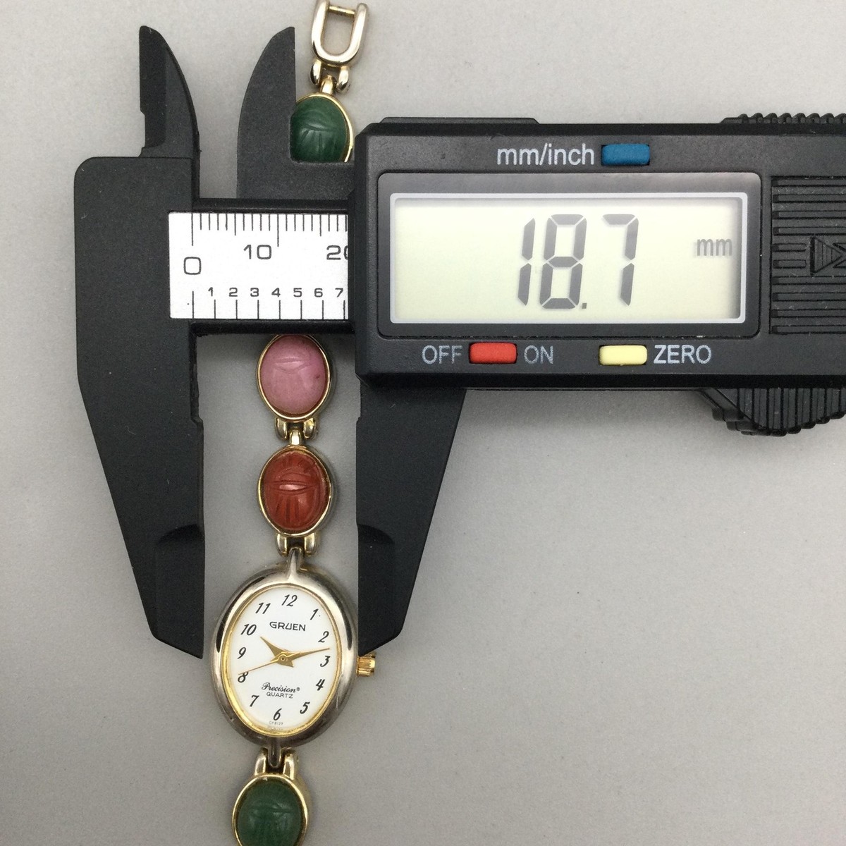Gruen Precision Scarab Womens Watch 19mm White Dial Gold  display picture 1
