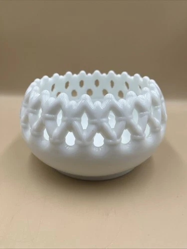 Vintage Westmoreland Milk Glass Doric Pattern Rose Bowl