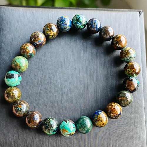 9.2mm Beauty Glittering Color Azurite & Malachite Crystal Beads Bracelet 1818 - Picture 3 of 7