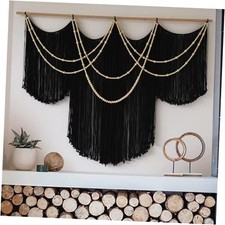 Macrame Wall Hanging Black Yarn Tapestry Home Decor Large Fiber Wall Art Black1