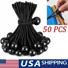50pcs 4" Inch Black Ball Bungee Bungie Cord Canopy Tarp Tie Downs Straps New