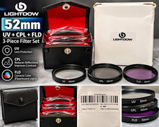 LIGHTDOW 52mm UV CPL FLD Clear Circular Threaded Camera Lens Filter Set w/ Case