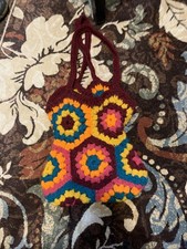 Crochet Granny Shoulder Bag Retro Boho Festival Purse