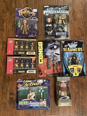 Vtg Action Figure Lot 8 McGwire Mankind Hearst Packers Magnet Flinstones Willie