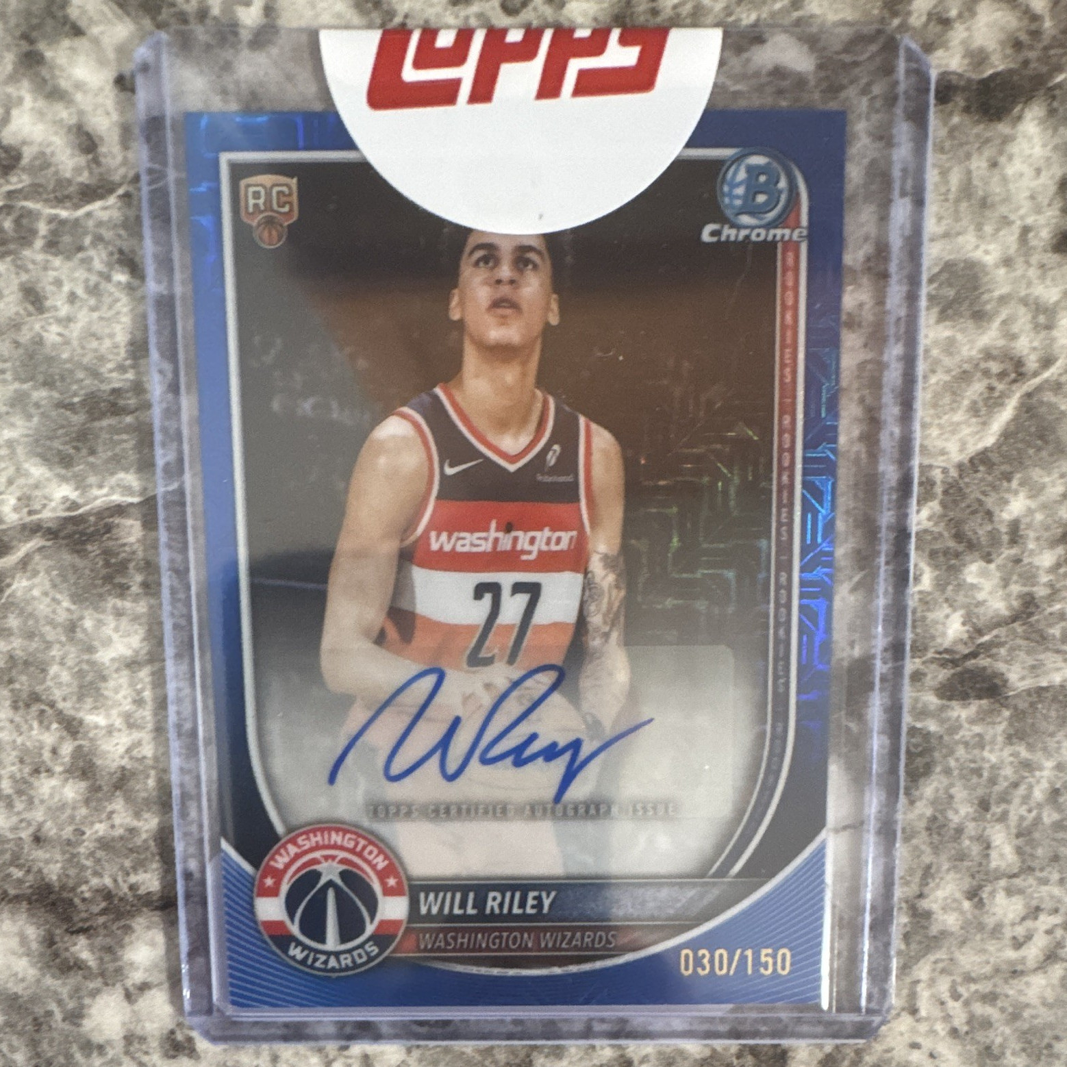 2025-26 Bowman Chrome Autographs Will Riley Wizards BCA-WR RC Auto /150