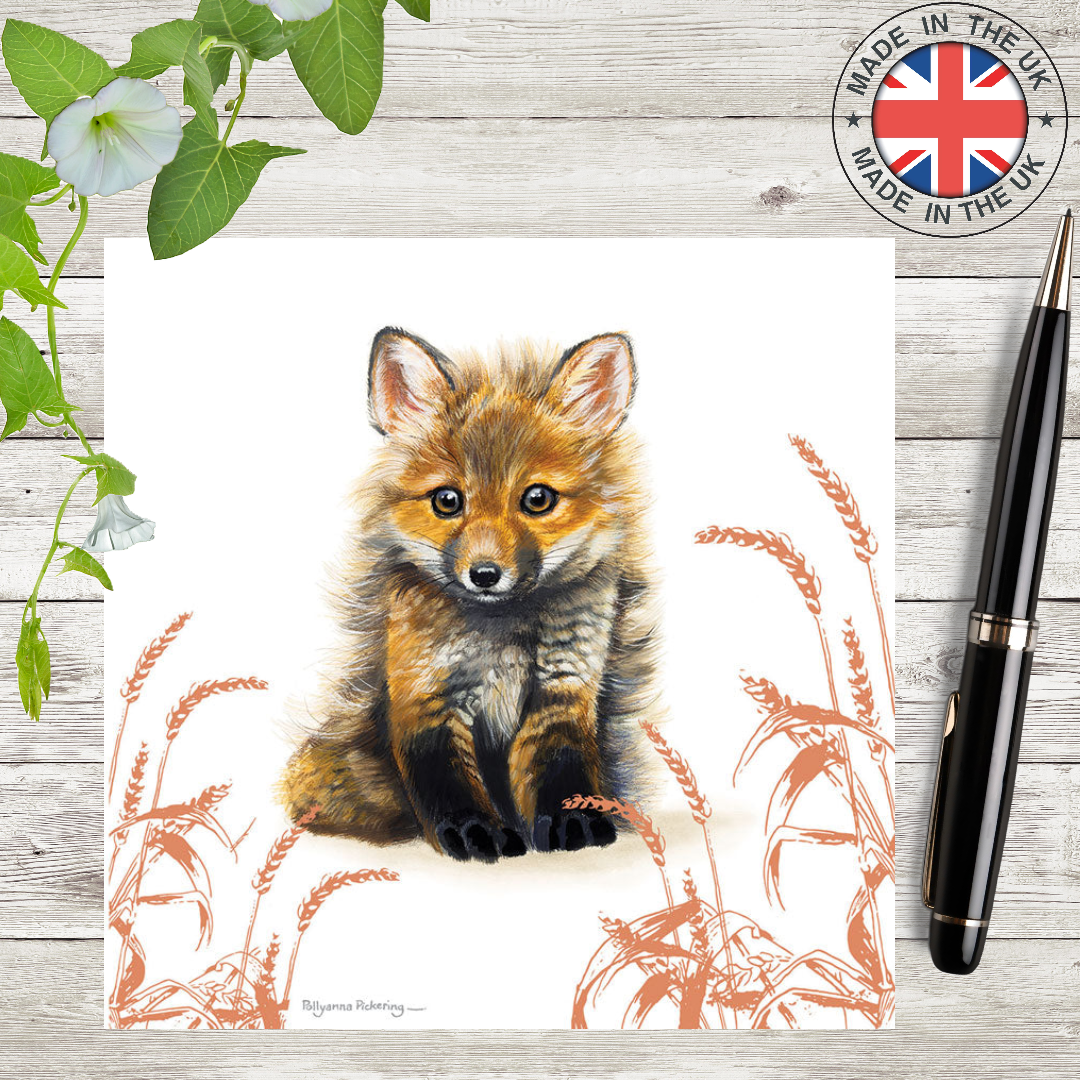 Fox Themed Greeting Card -  Fox Cub - Sale For Our Animal Charity