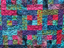 Batik Quilt  48  X63   Large Lap  Purple,Pink,Aqua,Green  Made in U.S.A.