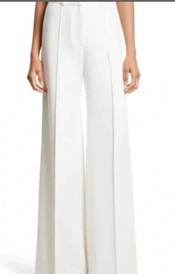 Pantalones de vestir para mujer Milly pantalones botones talla 0 blanco pierna ancha verano NUEVO