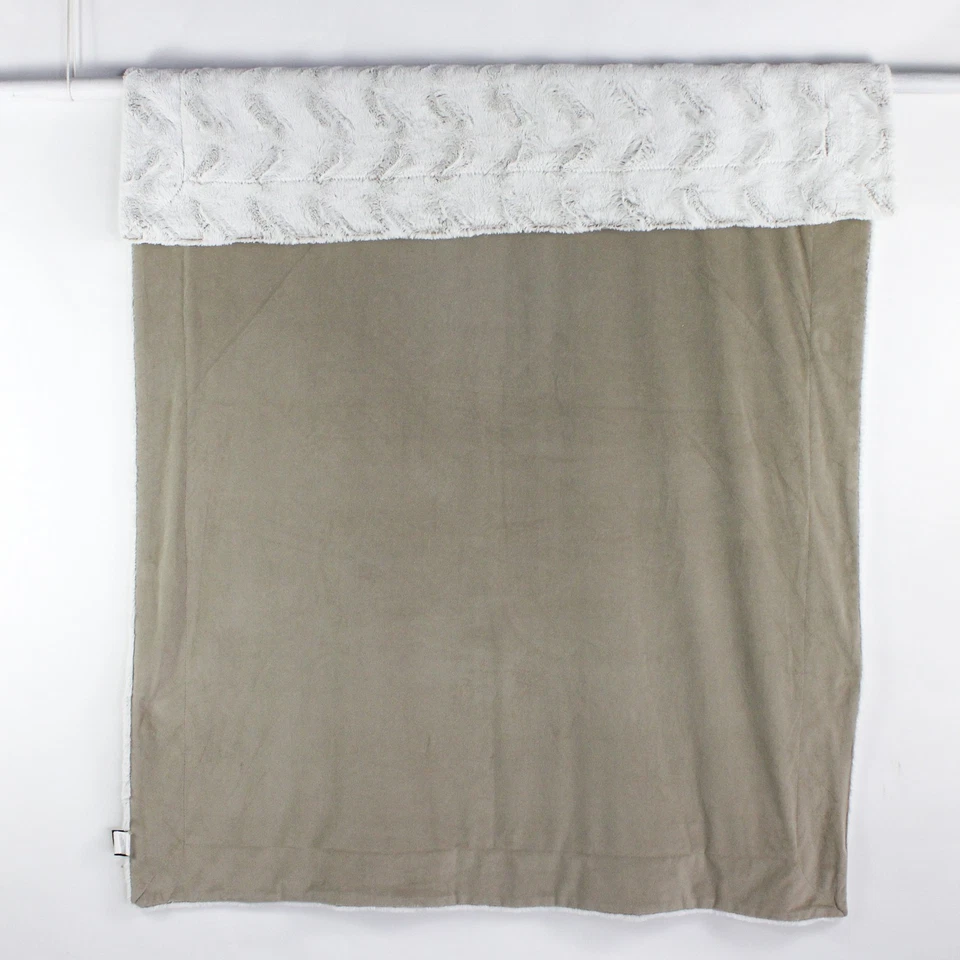 Max Studio Home Throw Blanket Solid Beige/White Fuzzy 28" x 56" - Image 2 of 4