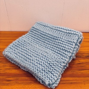 Hand Knit Child’s Scarf Light Blue Rectangle Unisex