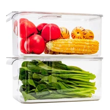 Refrigerator Food Storage Containers, Lettuce Keeper Large Produce Saver Stac...