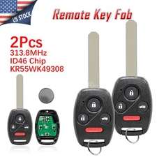 2 Replacement For 2008 2009 2010 2011 2012 Honda Accord Remote Key Fob 4 Buttons