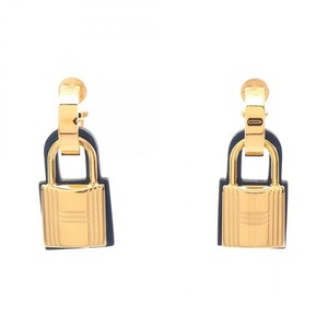 Authentic HERMES O'Kelly Padlock Pierced earrings Gold Plated Navy Used Women D