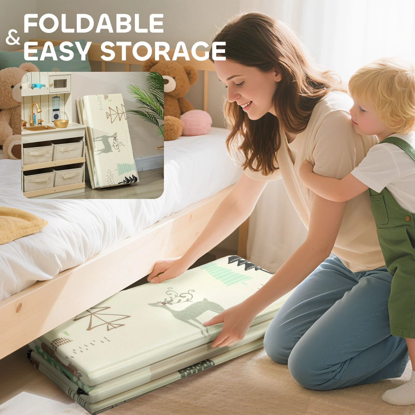 Foldable Animal Baby Play Mat Thick Cushioned Waterproof Floor Mat