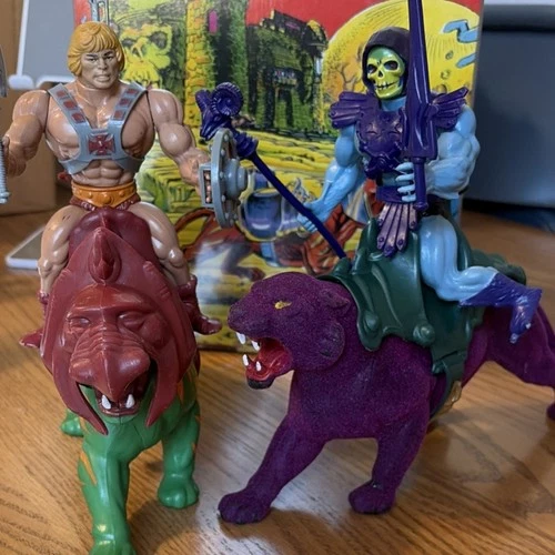 Vintage He-Man/Battle Cat & Skeletor/Panthor Figures