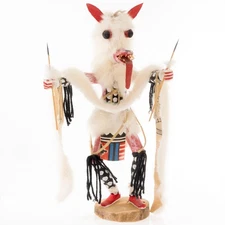 17" Vintage Cottonwood Kachina "WOLF DANCER" Signed M Nelson Hand Painted