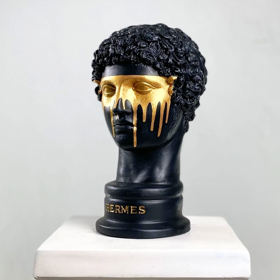 Handgefertigte Pop Art Hermes Skulptur, goldbemalte griechische Kunst... - Bild 3 von 4