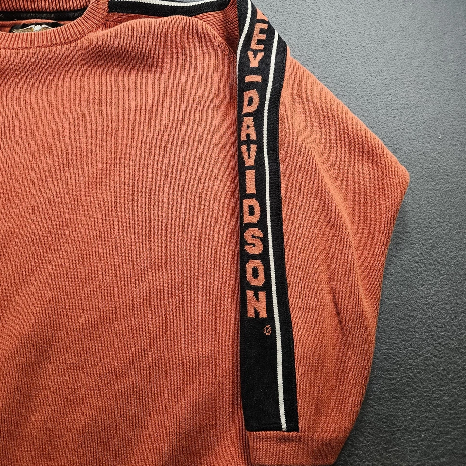 Suéter Harley-Davidson Para Hombre Extra Grande Naranja Negro Algodón Cuello Redondo Logo Tejido Foto 3 de 4