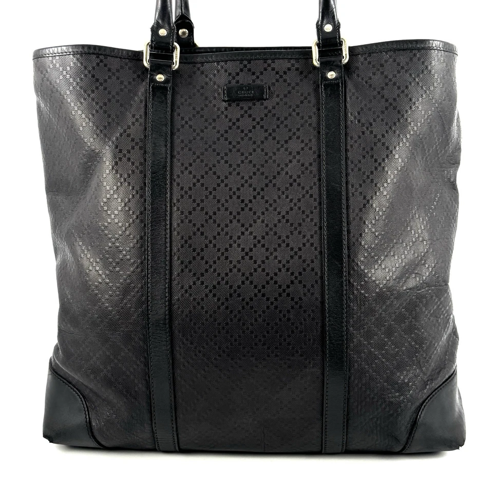 Gucci Tote Bag Business Bag Diamante Black Leather Large Authentic - Image 3 of 4