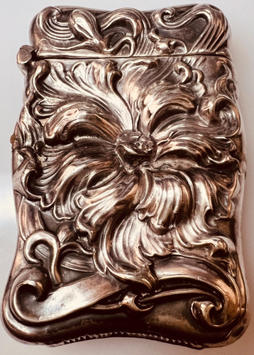 STERLING VESTA CASE MATCH SAFE ART NOUVEAU GORGEOUS CRISP BOLD 3-D REPOUSSE - Picture 1 of 3