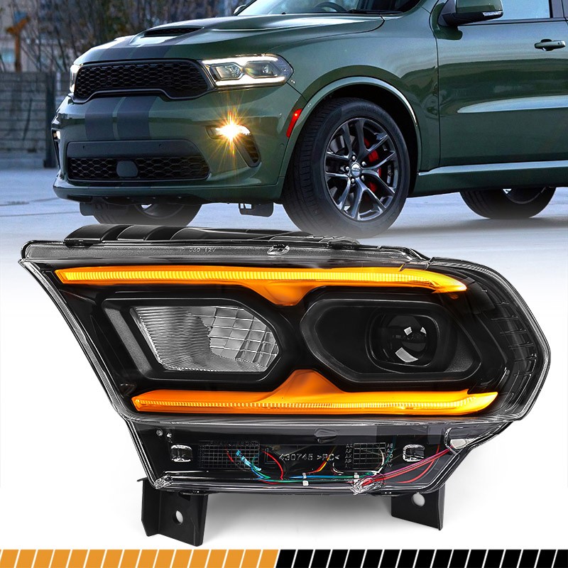 For Dodge Durango 2021-2024 Full LED Projector Black Trim Headlight Driver Left
