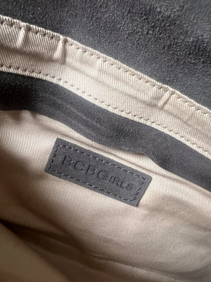 BCB Niñas Mujeres Cartera Bolso sin asas Marrón Terciopelo con Flores Rojas De Colección Foto 4 de 4