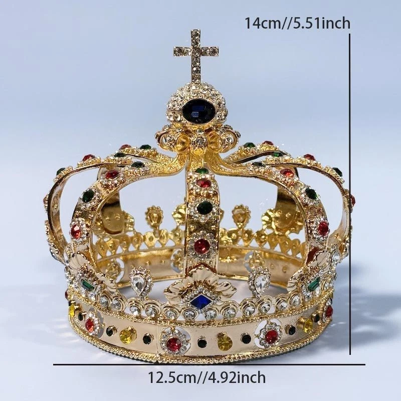 King's Crown retro liga de vidro peça de cabeça acessórios presente de aniversário artesanato - Imagem 3 de 4