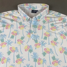 Sunday Swagger Polo Shirt Mens 3XL White Pineapple Sunglasses Golf Performance