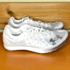 Under Armour Shakedown Elite Track Cleats White Halo Grey 3026442-100 W/ Spikes