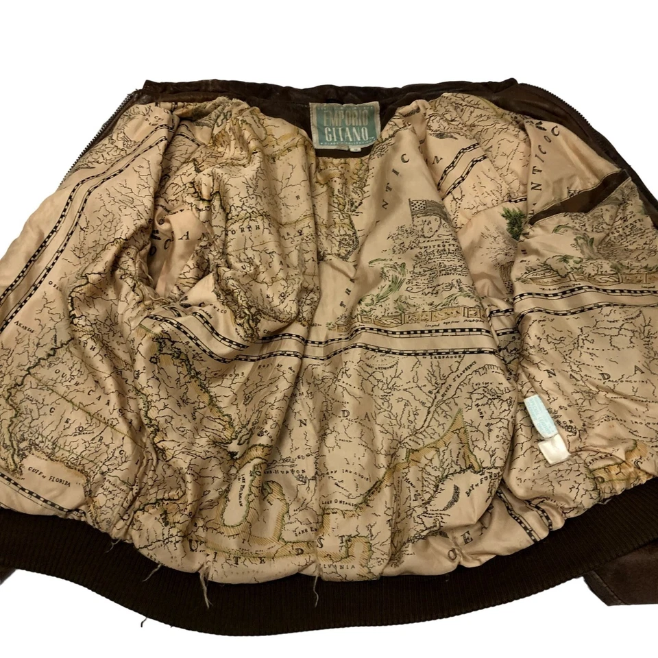 Casaco piloto aviador vintage anos 80 90 Gitano marrom DISTRESSED bombardeiro A2 jaqueta de voo M - Imagem 4 de 4