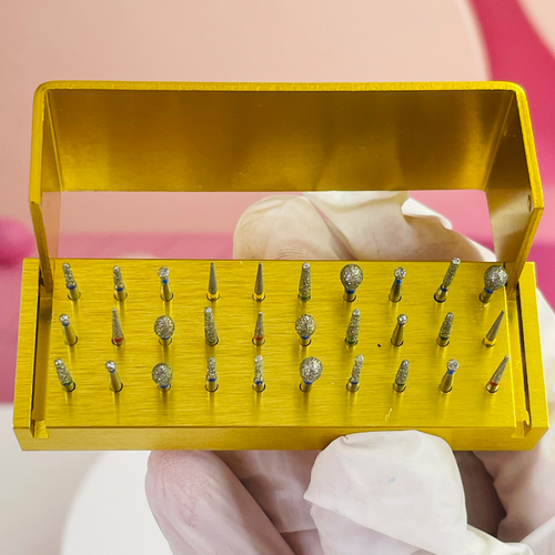 30pcs Dental Diamond Burs Drill+Disinfection Bur Block High Speed Handpiece Kit - Picture 2 of 18