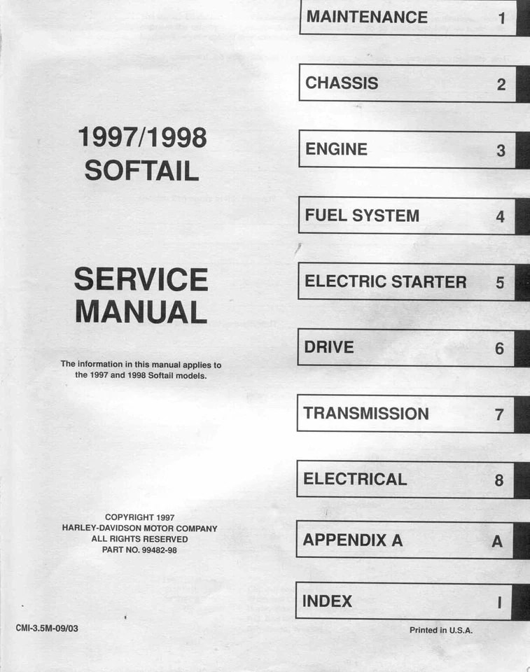 Harley Davidson Fat Boy 1998 manual de taller de reparación de servicio de papel aniversario FLSTF Foto 2 de 4