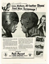 1941 POLL-PARROT Shoes for children Playing football Vintage Print Ad STAR BRAND