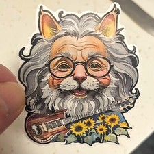 Grateful Dead Sticker Jerry Garcia Cat Sunflower 3” Sticker