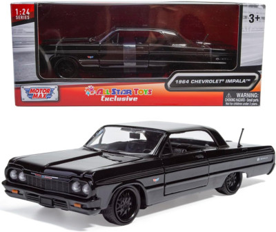 NEW 1964 Chevy Impala Black Lowrider 1/24 Diecast Model Custom Wheels Exclusive