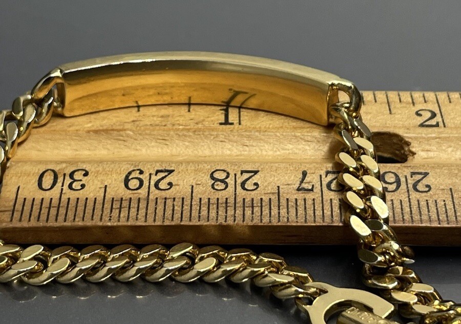 Christian Dior Yellow Gold Plate Faceted Pave Crystal ID Bar