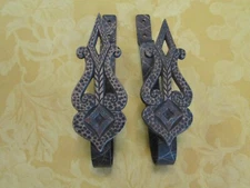 Vintage Ornate Pair Metal Curtain Wall Mounted Drape Tie Backs Holdback