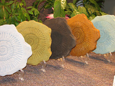 Cast Stone Cement  Ammonite Fossil Stepping Stone Concrete Outdoor Garden Decor 