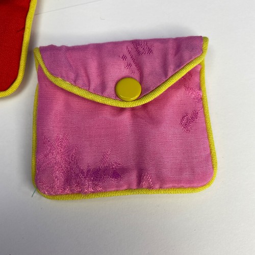 Coppia Sacchetti Seta Cinese Gioielli Bracciale Rosa Rosso 2,5 Pollici Giallo Snap Lotto - Foto 4 di 8