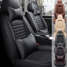 Universal Full Set Car Seat Cover Leather 5 Seats Full Set Front Rear Back Cover