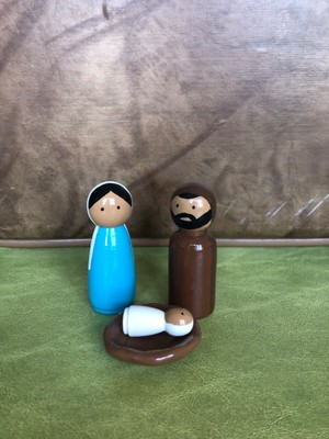 Small, Handpainted Wooden Nativity Set