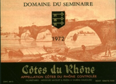 1972 Côtes du Rhône Domaine du Séminaire Wine Label