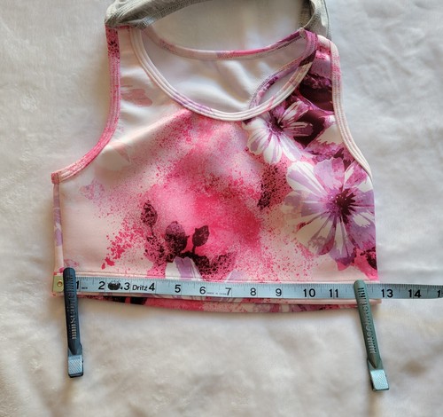 Girl's Justice Dance Tank with Pink Floral Heart Built in Bra Size XL 16/18 - Picture 6 of 8